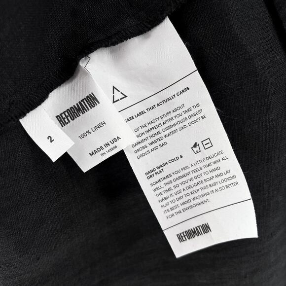 Reformation Pepper Linen Midi Dress Women’s Size 2 Black Backless Made in USA - Picture 3 of 6